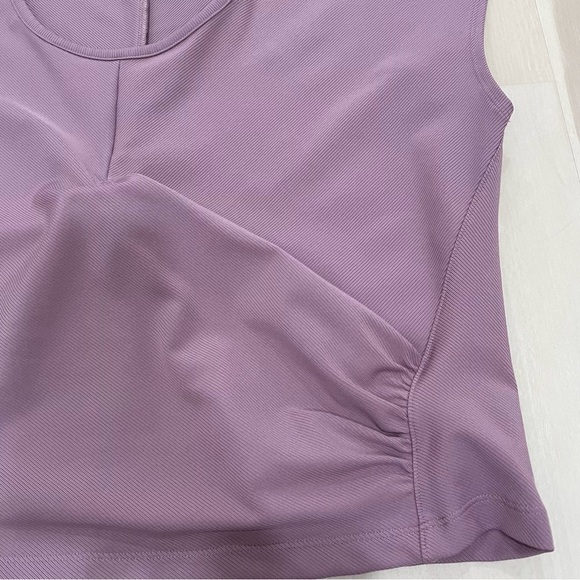 Athleta Bayview Ribbed Flora Mauve Faux Wrap Cap Short Sleeve Stretch SzXL - Picture 4 of 16